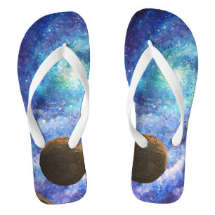 Blue galaxy and planets flip flops