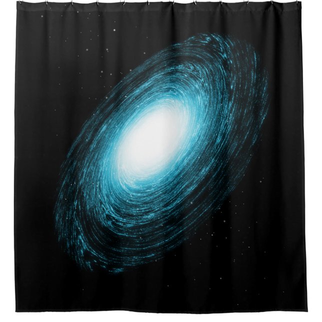 Blue Galaxy and Stars Shower Curtain (Front)