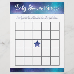 Blue Galaxy Baby Shower Bingo Game