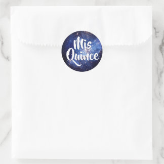 Blue Galaxy Celestial Photo Mis Quince Birthday Classic Round Sticker