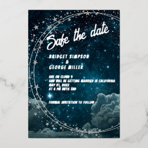 blue galaxy cloud 9 wedding safe the date