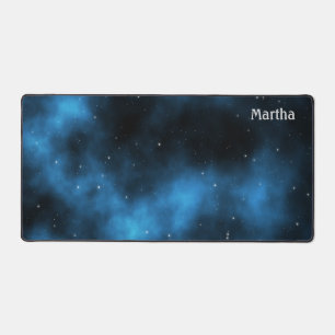 Blue galaxy custom name desk mat