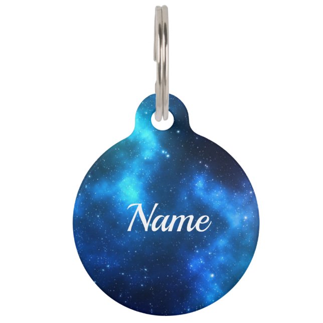 Blue Galaxy Customisable Pet Tag (Front)