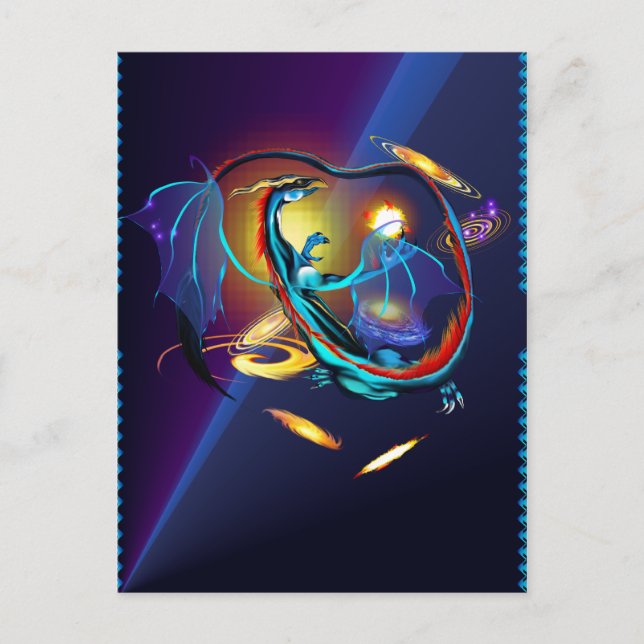 Blue Galaxy Dragon Post Card (Front)