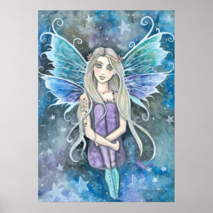 Blue Galaxy Fairy Art by Molly Harrison Poster