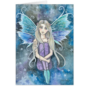 Blue Galaxy Fairy Card by Molly Harrison