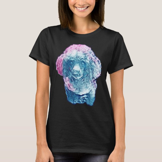 Blue Galaxy Mini Poodle Long   T-Shirt (Front)