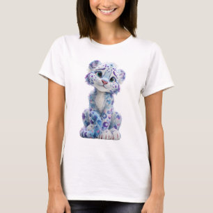 Blue Galaxy Snow Leopard Cub Women T-Shirt