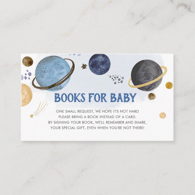 Blue Galaxy Space Baby Shower book request insert (Front)