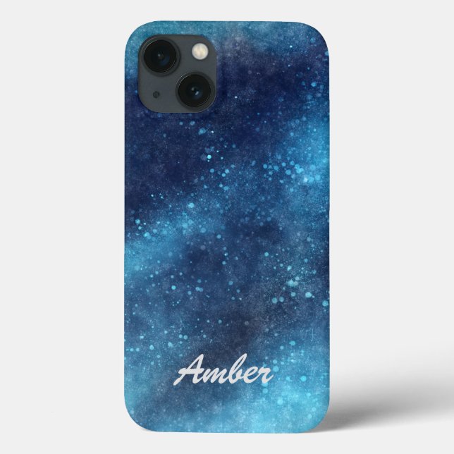 Blue Galaxy Sparkle Abstract Personalised Case-Mate iPhone Case (Back)