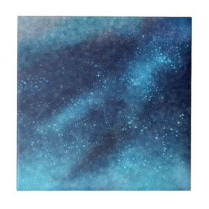 Blue Galaxy Sparkle Abstract Tile