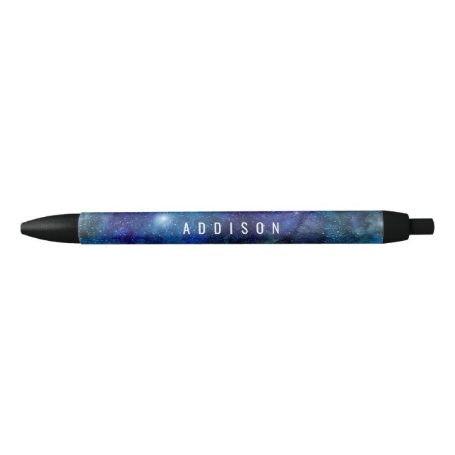 Blue Galaxy Stars Personalised Name Pen (Front)