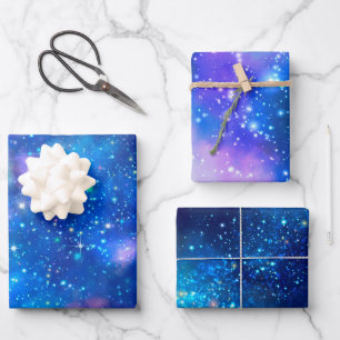 Blue Galaxy Stars Universe Wrapping Paper Sheet