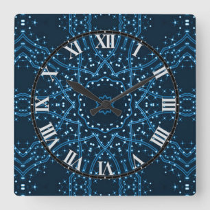 Blue Galaxy Stars Wall Clock