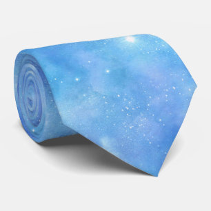 Blue Galaxy Watercolor Star Space  Tie