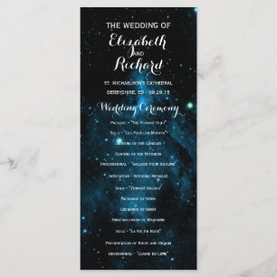 Blue Galaxy Wedding Programs Programme