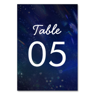 Blue Galaxy Wedding Table Number Sign