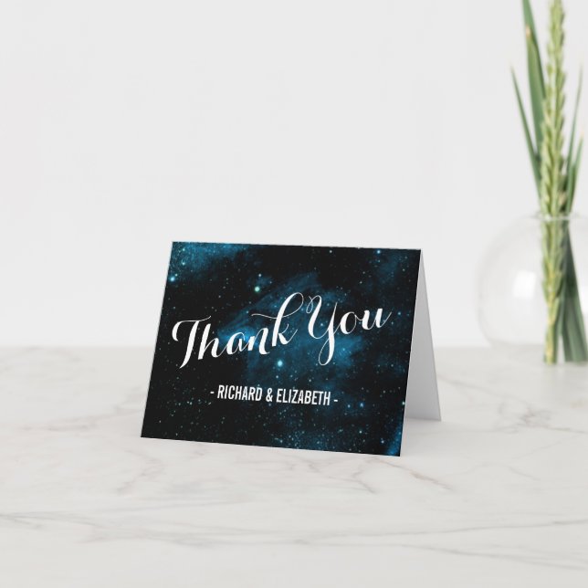 Blue Galaxy Wedding Thank You Cards (Front)