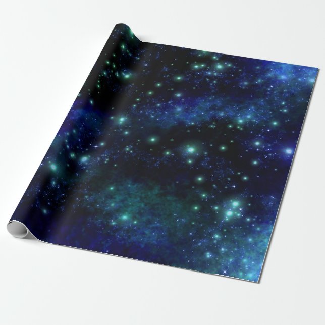 Blue Galaxy Wrapping Paper (Unrolled)