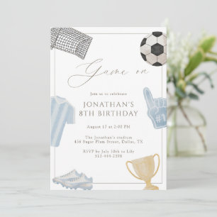 Blue Game On Soccer Birthday Party Boys Sports Invitation