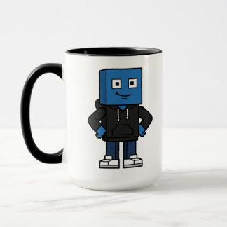 Blue Gaming Block Character Coffee Mug, Custom Gam Mug