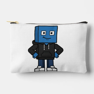 Blue Gaming Block Character Small Pouch, Gamer Pen Accessory Pouch
