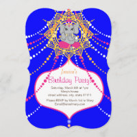 Blue Ganesh Birthday 5" x 7" invitation card-