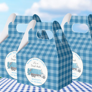 Blue Garbage Trash Truck Birthday Personalised Favour Box