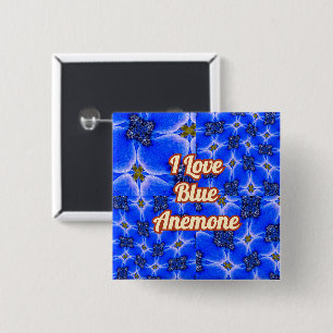Blue Garden Anemone Pattern 15 Cm Square Badge