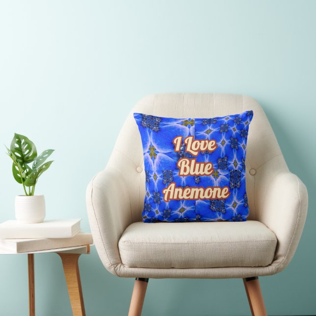 Blue Garden Anemone Pattern Cushion (Chair)
