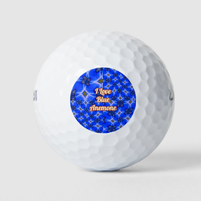 Blue Garden Anemone Pattern Golf Balls (Front)