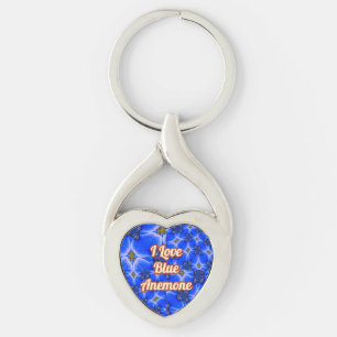Blue Garden Anemone Pattern Key Ring