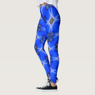 Blue Garden Anemone Pattern Leggings