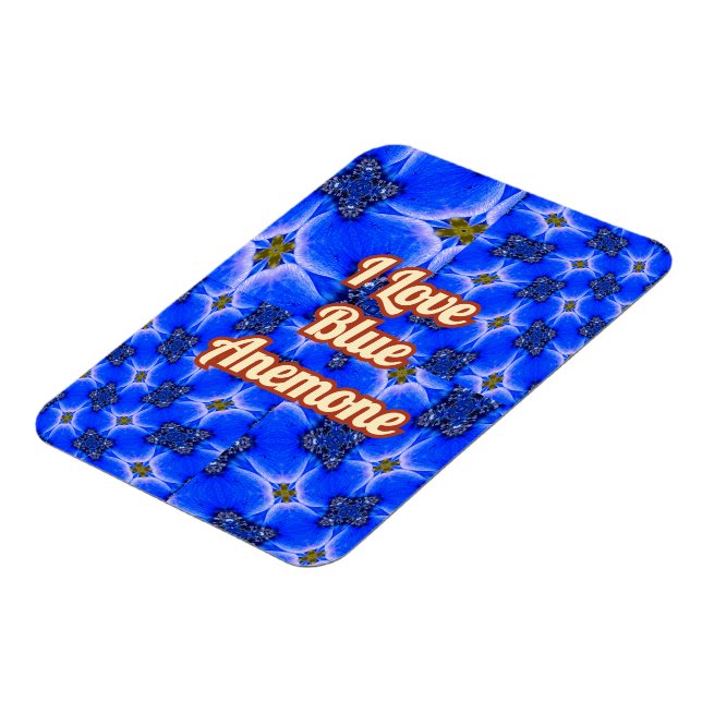 Blue Garden Anemone Pattern Magnet (Left Side)