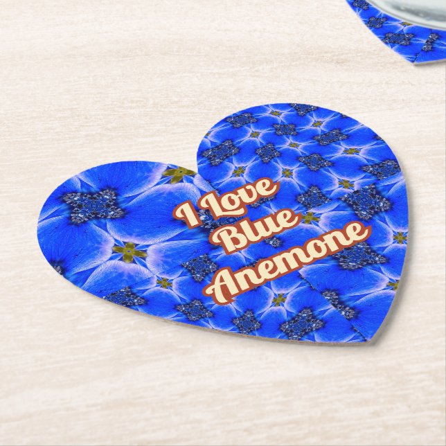 Blue Garden Anemone Pattern Paper Coaster (Angled)