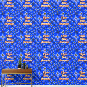 Blue Garden Anemone Pattern Wallpaper