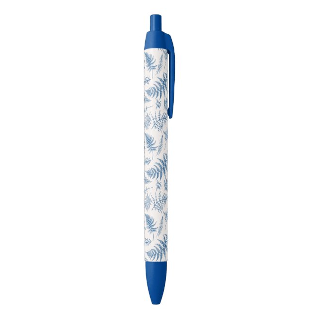 Blue Garden Butterfly & Floral Garden Pattern Black Ink Pen (Bottom (Vertical))