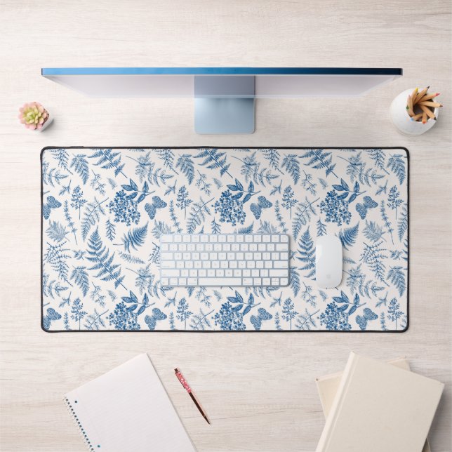 Blue Garden Butterfly & Floral Garden Pattern Desk Mat (Office 1)