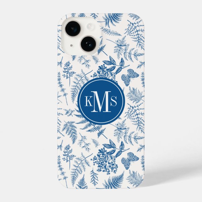 Blue Garden Butterfly & Floral Garden Pattern iPhone Case (Back)