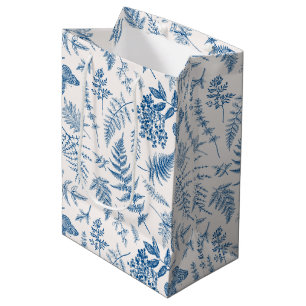 Blue Garden Butterfly & Floral Garden Pattern Medium Gift Bag