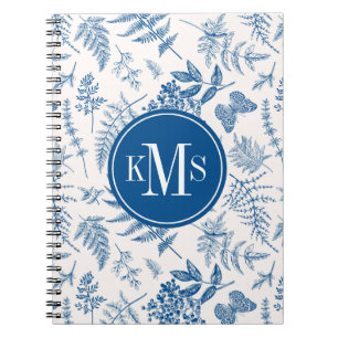 Blue Garden Butterfly & Floral Garden Pattern Notebook