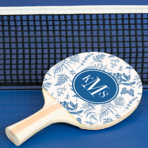 Blue Garden Butterfly & Floral Garden Pattern Ping Pong Paddle