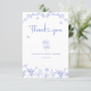 Blue Garden Chinoiserie Bridal Shower Thank You Card
