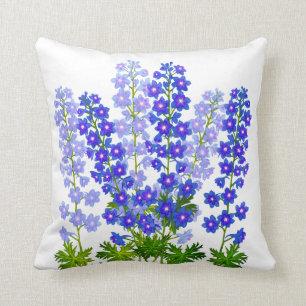 Blue Garden Delphinium Larkspur Flowers American M Cushion