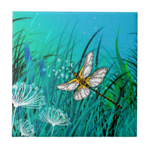 Blue Garden Dragonfly Tile