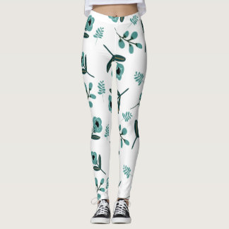 Blue Garden Floral Night  Leggings