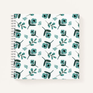 Blue Garden Floral Night Notebook