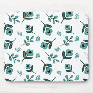 Blue Garden Floral Night Throw Pillow Mouse Mat