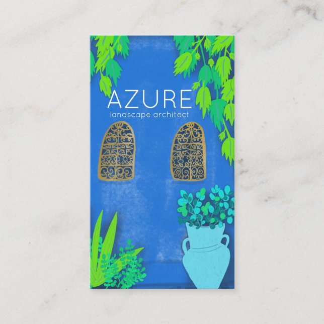 Blue Garden Florist Landscaper Architect Business Card (Front)