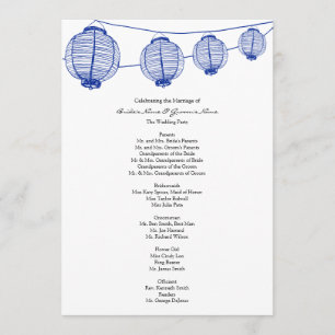 Blue Garden Lanterns Wedding Program Programme